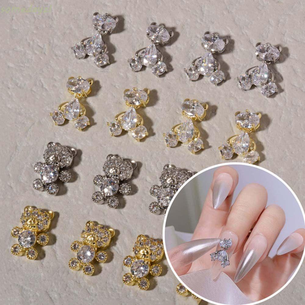 [Hàng mới về] Phụ kiện trang trí móng tay nghệ thuật hình gấu đính đá sang trọng