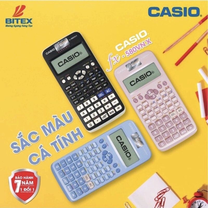 Máy tính Casio FX 580VN X xuất xứ Thái Lan, máy tính khoa học FX 580VNX cho học sinh bảo hành chính hãng 7 năm. ClassWiz