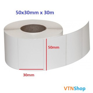 Giấy decal nhiệt 1 tem 50x30mm x 30m (tem trà sữa)