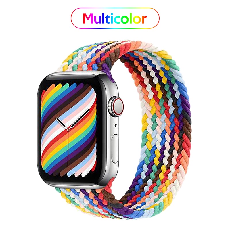 Dây Đeo Đồng Hồ Tbtic Bằng Nylon Bện Co Giãn Nhiều Màu Sắc cho Apple Watch 44mm 42mm 40mm 38mm Series 6 Se 5 4 3 2 1