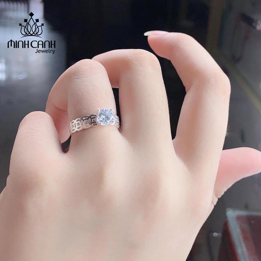 Nhẫn Bạc Kim Tiền Đá Cao 4 Chấu - Minh Canh Jewelry