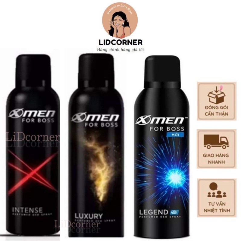 Xịt khử mùi Xmen For Boss Intense/Luxury/Lend 150ml