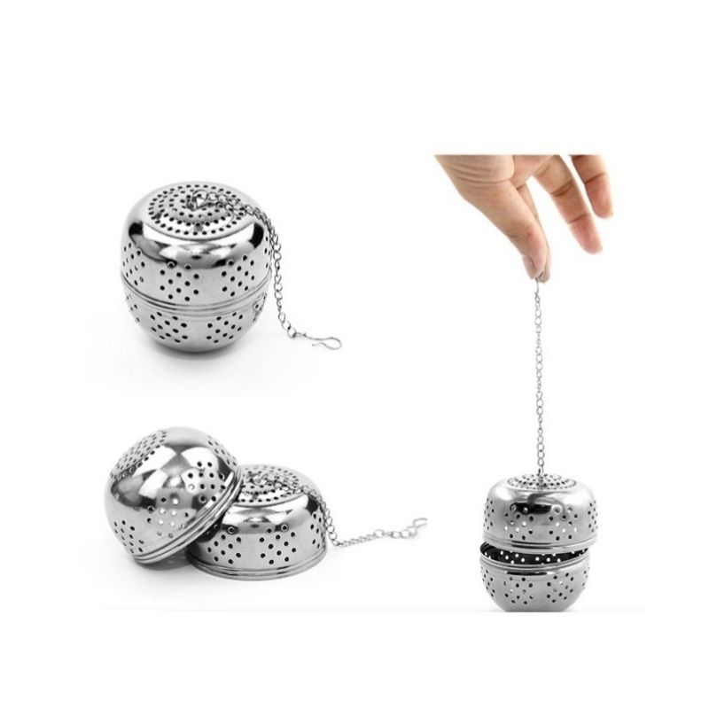 Bóng Lọc Trà inox mạ bạc cao cấp có dây treo tiện lợi- nhiều kích thước