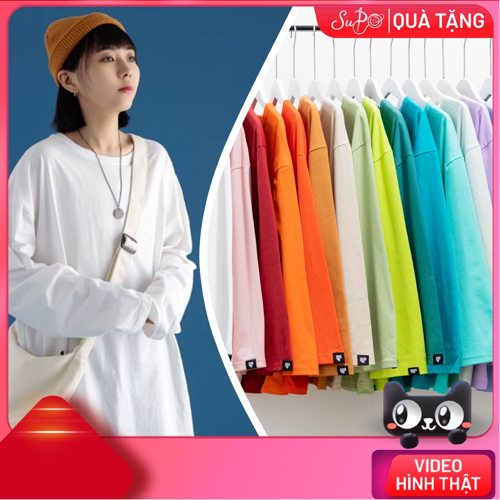 Áo Thun Tay Dài, Trơn, 25 Màu, Dành cho Nam và Nữ