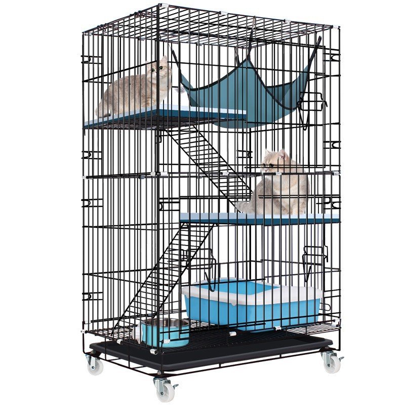 &lt; Tậng Võng &gt;Chuồng Mèo Lớn 3 Tầng - Cao 115cm gấp gọn bằng sắt sơn tĩnh điện ( Kèm Khay Nhựa, cầu thang)
