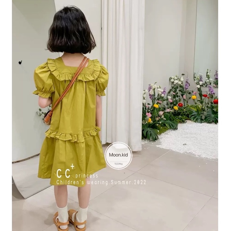 Váy đầm thô công chúa cổ ren cổ vuông cao cấp cho bé 8-20kg
