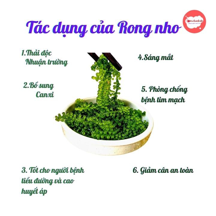 Rong nho tách nước ăn liền  25g chỉ với 5 phút chế biến tặng kèm nước xốt mè rang, hỗ trợ giảm cân - Tomchuakids