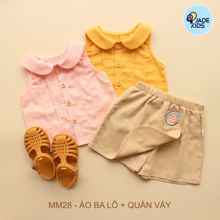Đồ bộ ba lỗ bé gái vải áo xinh nhẹ thoáng mềm mát, quần đùi ống rộng giả váy điệu cho bé từ 7kg tới 17kg