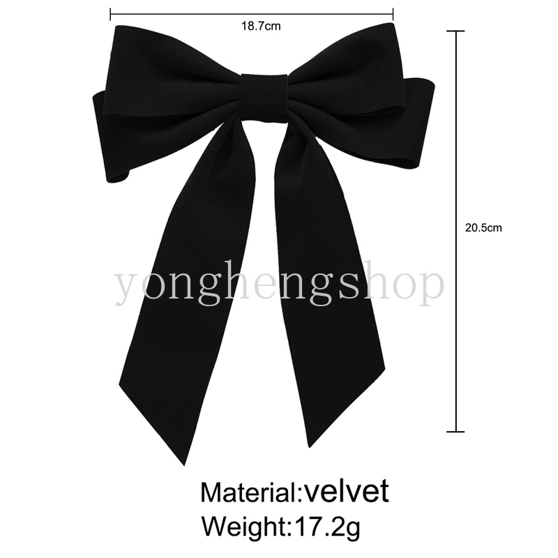 Kẹp Tóc Nơ Vải Nhung Màu Đỏ/Đen Vintage Dành Cho Nữ