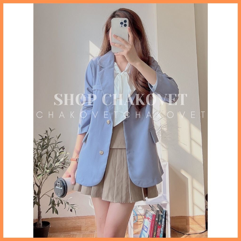 Áo blazer dài tay 1 lớp túi nắp nữ AB869 be đen, áo vest khoác ngoài trơn 2 cúc  phong cách hàn quốc kiểu dáng trẻ trung
