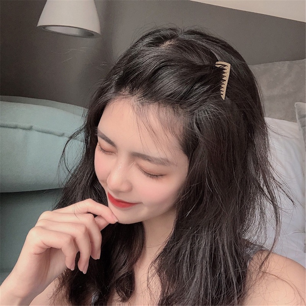 (Hàng Mới Về) Set 2 Kẹp Tóc Mái Bằng Kim Loại Không Để Lại Dấu Vết Thiết Kế Đơn Giản Dễ Thương Cho Nữ
