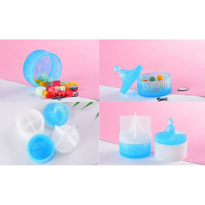 Khuôn Silicone Làm Hộp Đựng Trang Sức Hình Tròn Họa Tiết Kẻ Sọc