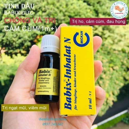 Tinh dầu chống cảm ho cảm cúm mũi họng Babix - inhalat N 10ml, Đức cho bé từ 4 tuần tuổi nhỏ giọt lên áo hoặc yếm cho bé