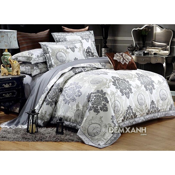 Bộ Ga Phủ Cưới Gấm Hoàng Gia Cao Cấp Singapo nhập 5 Món