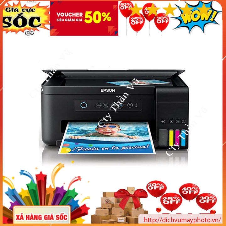 Máy in phun màu cũ Epson L4150 đa chức năng có in phun màu copy scan in wifi không dây chất lượng INECO
