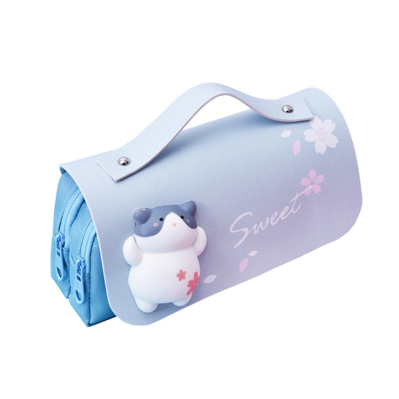 Túi Đựng Bút 3 Ngăn Sức Chứa Lớn Có Khóa Kéo Tiện Dụng Cho Bé