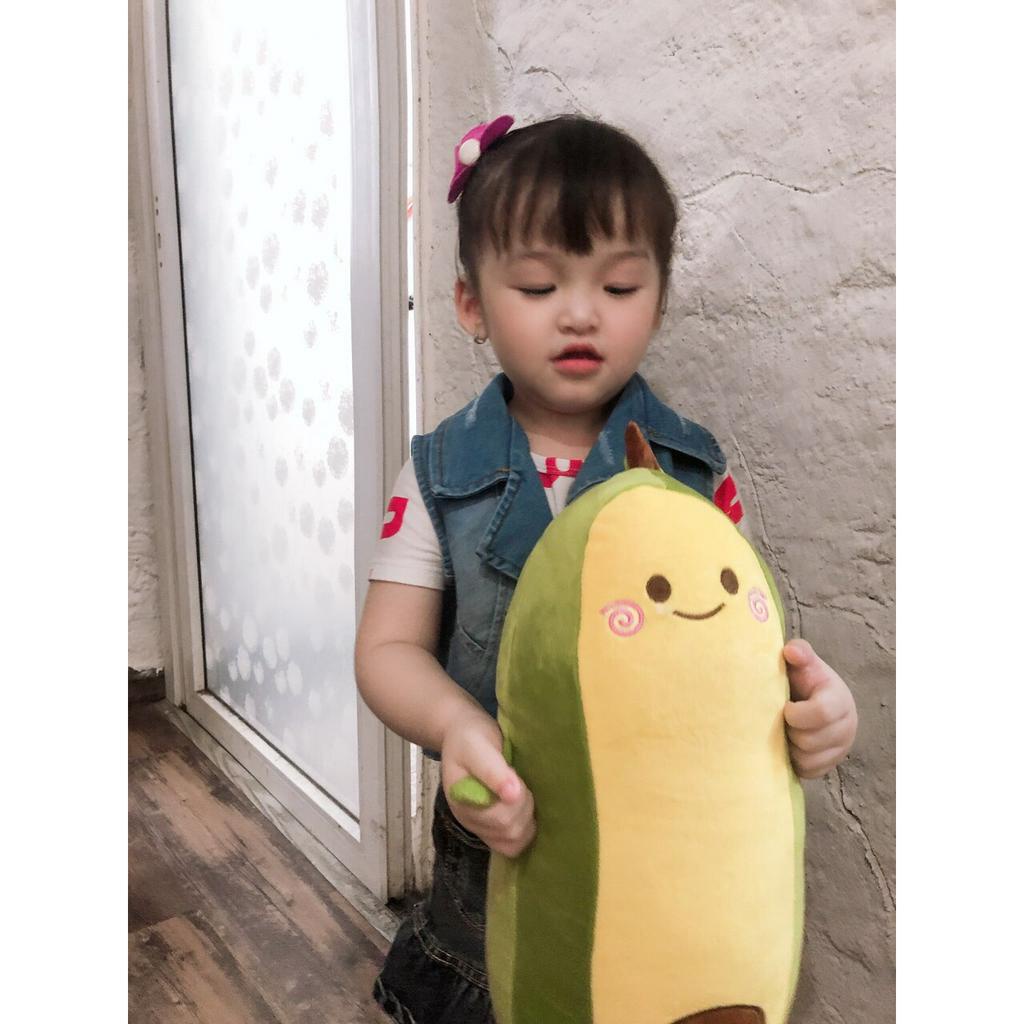Gấu bông gối ôm Tina Quả bơ nhồi bông cao cấp, vỏ nhung Hàn Quốc mềm mịn, co dãn 4 chiều, size 50cm