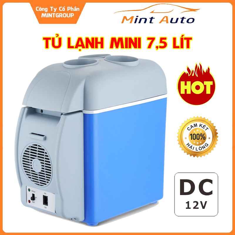 Tủ lạnh mini, tủ lạnh 12V, tủ lạnh dùng trên ô tô, tủ lạnh nhỏ, trên ô tô, xe hơi, dung tích 7,5 lít màu xanh dương