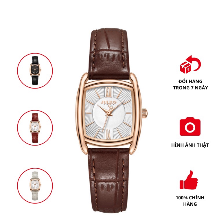 Đồng hồ nữ Julius JA-1364 dây da mặt chữ nhật