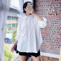 Áo sơ mi trắng đi học đi làm dài tay vải mịn mát mịn Yesnow