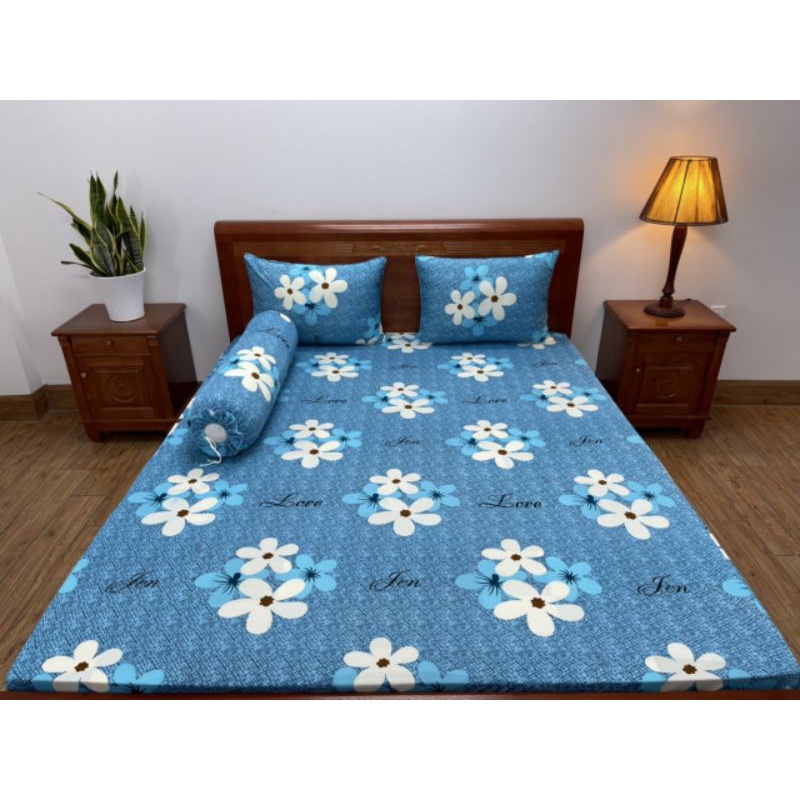 Bộ ga gối thun lạnh  in Hàn Quốc dành cho nệm từ 5 đến 30cm