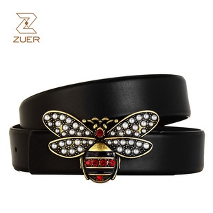 Thắt lưng da bò hình có khóa chữ H kiểu dáng thanh lịch ZUER zur