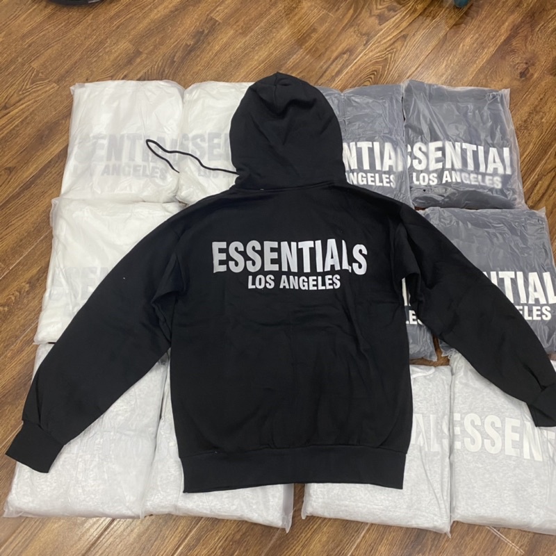 Áo hoodie phản quang đen trắng essential chất đẹp bao rẻ toàn quốc