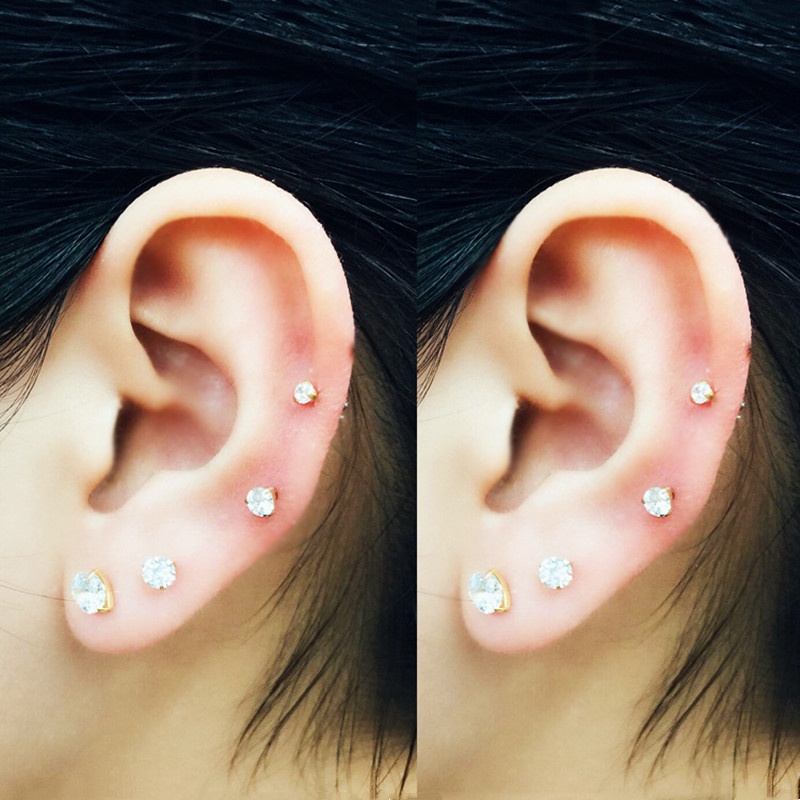1 Khuyên Xỏ Tai/Môi/Môi 4 Móng Bằng Thép Titan Đính Pha Lê Thời Trang Hàn Quốc Cho Nam Và Nữ