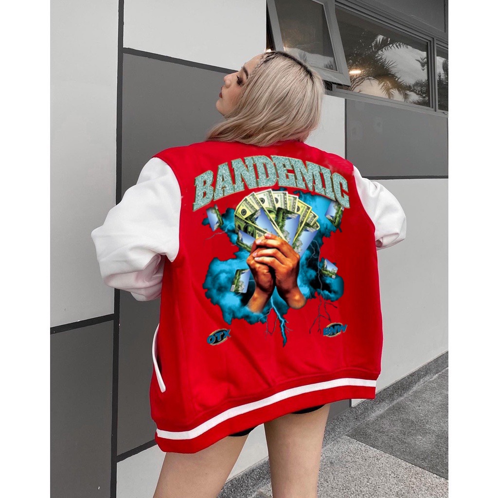 Áo Varsity Jacket - Áo Khoác Bomber Cardigan 4 Màu BREND MONEY phối bo Siêu Hot ( có form rộng XL ) - LP.STORE