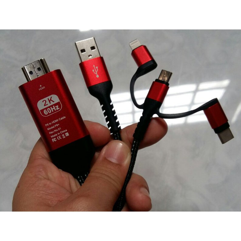 Cáp MHL 3 trong 1 ra HDMI cho iPhone/ iPad/ Samsung/ LG/ Huawei - cáp dài 1m8