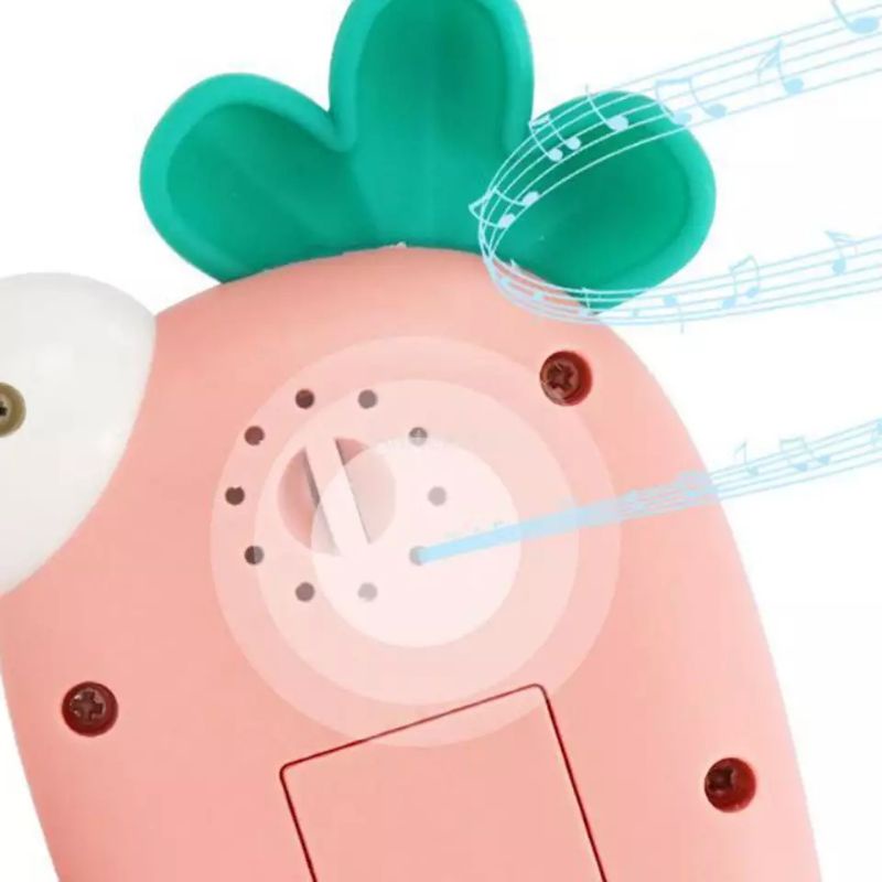 Điện thoại đồ chơi hình cà rốt thỏ đáng yêu, phát nhạc kèm pin và dây đeo cho bé - Đồ chơi thông minh Kumi toys