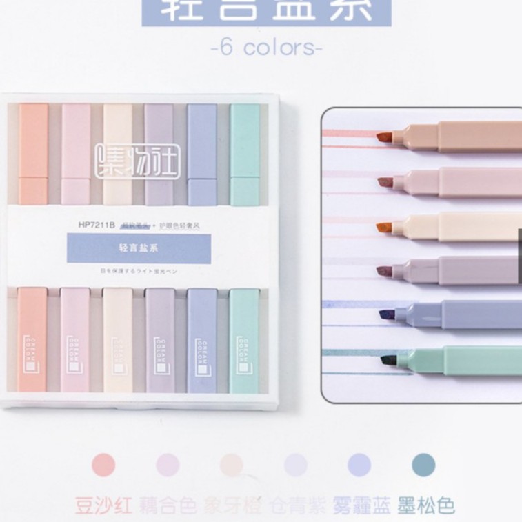 Bút highlight pastel 2 đầu, bút đánh dấu nhớ dòng morandi trang trí sổ văn phòng phẩm