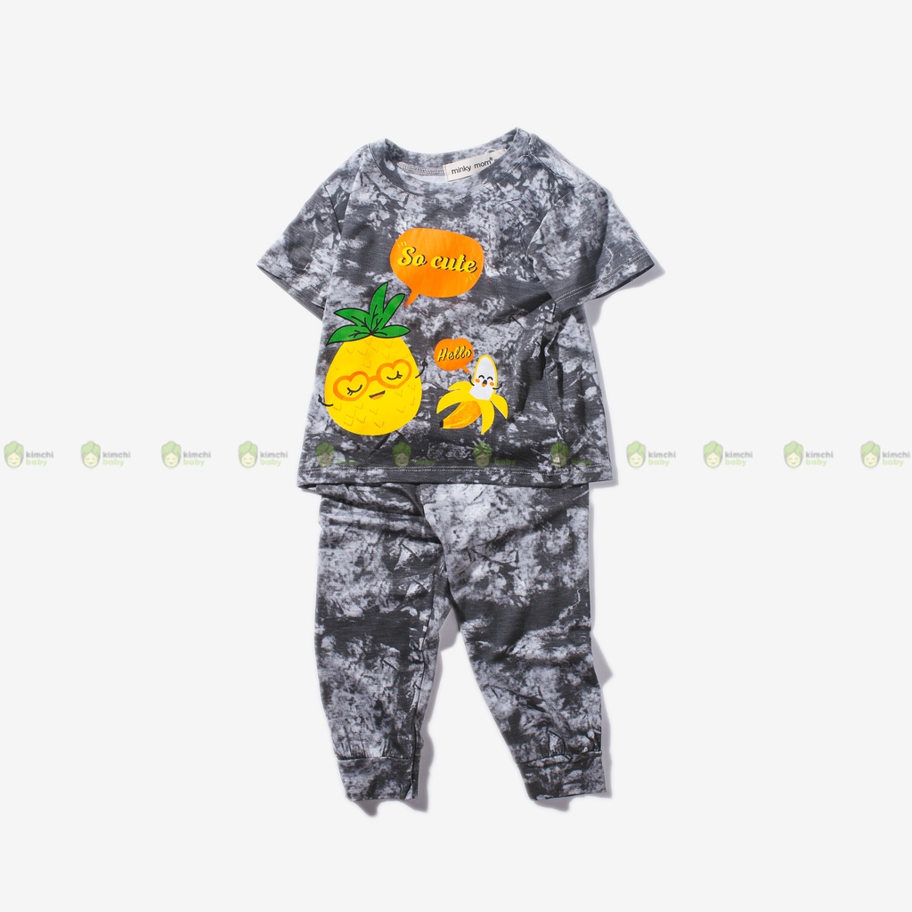 Bộ Dài Tay Cho Bé Trai, Bé Gái Vải Thun Lạnh Minky Mom Hoạ Tiết  Loang Tye Dye, Đồ Bộ Dài Tay Cho Bé Mặc Nhà MKMTD2203
