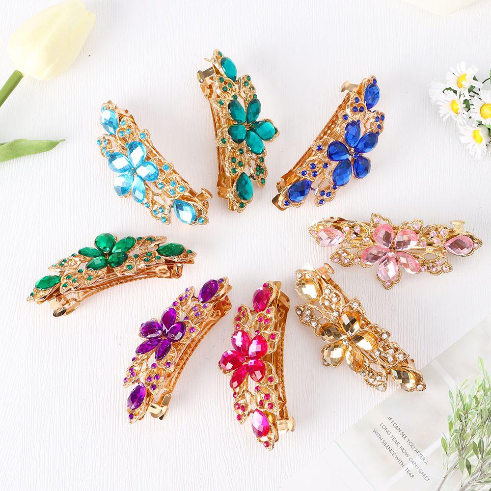 ❦Tôi❦ Kẹp Tóc Hình Hoa Năm Cánh Đính Pha Lê Phong Cách Hàn Quốc