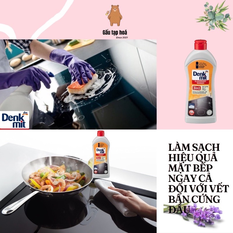 Dung dịch vệ sinh bếp từ Denkmit 3 in 1 [ Nhập khẩu Đức] Gấu tap hoá