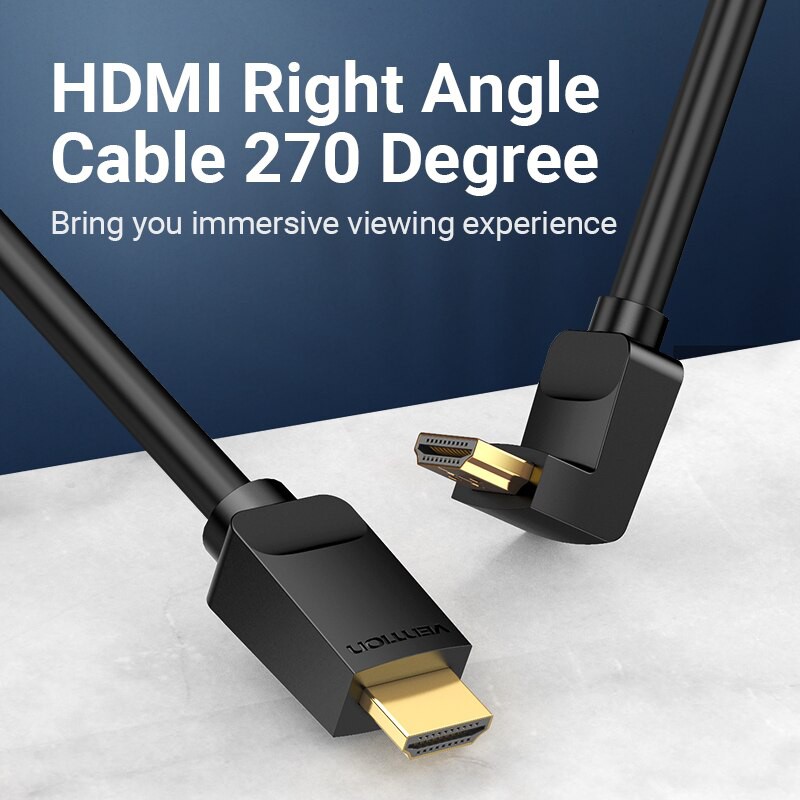 Dây cáp HDMI 2.0 Vention gập 90° vuông góc, dài 1.5/2/3m