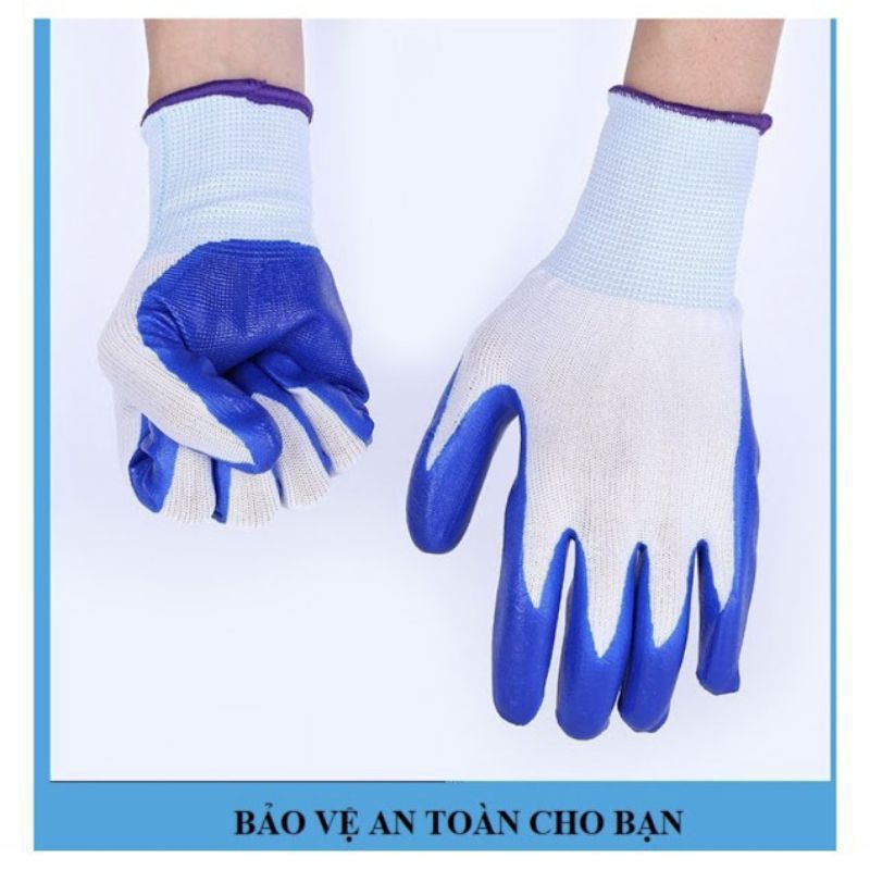 12 đôi găng tay SƠN bảo hộ Lao động/xanh, cam,xám, đen