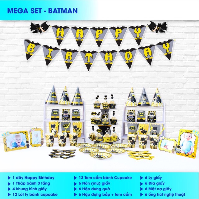 [RẺ VÔ ĐỊCH] set sinh nhật chủ đề Batman