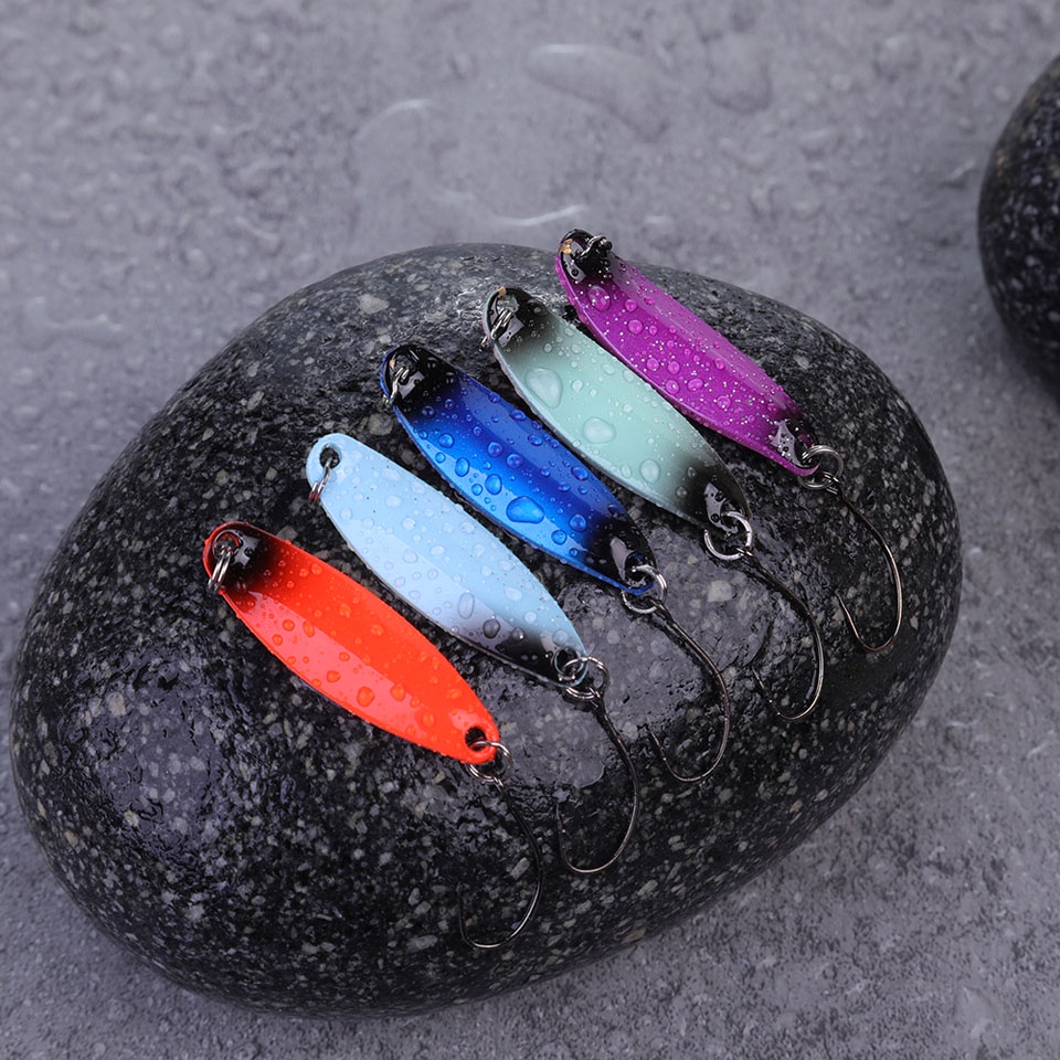 Bộ 5 miếng mồi câu cá bằng đồng 37mm / 30mm với móc đơn cho cá vược cá hồi