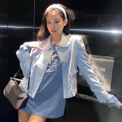 Áo len tay dài hoạ tiết gấu dáng rộng dễ thương blackpink jennie