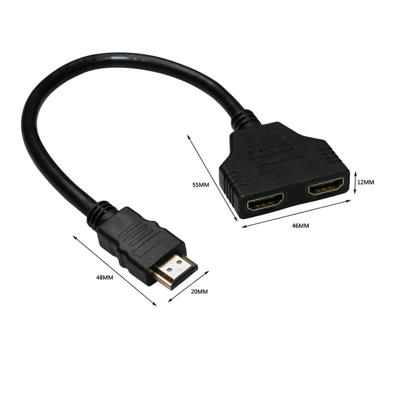 Splitter Cable 1 Male to Dual HDMI 2 Female Y Splitter HD LCD TV 30cm