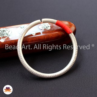 Vòng Tay Bạc 925 Khắc Bát Nhã Tâm Kinh Chỉ Đỏ (Free Size), Vòng Tay Phong Thuỷ S25