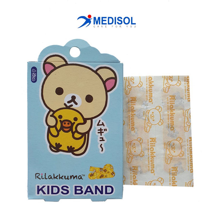 Băng Keo Cá Nhân, Băng Keo In Hình Rilakkuma Kids Band (hộp 4 size - 20 miếng)