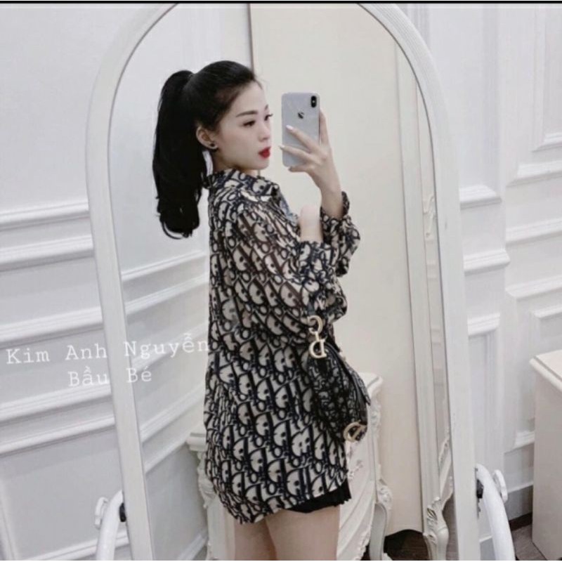 Áo sơ mi họa tiết phôm rộng cao cấp 60kg