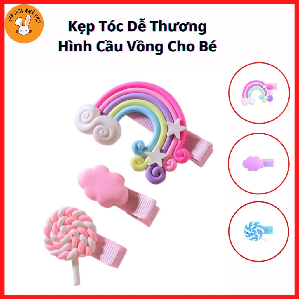 Kẹp tóc dễ thương hình cầu vồng, kẹo mút cho bé (PK35)