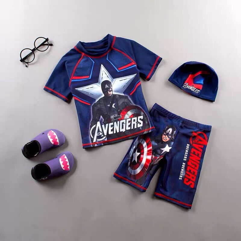 (HÀNG QCCC) Set đồ bơi 3 món bé trai size đại 18-40kg