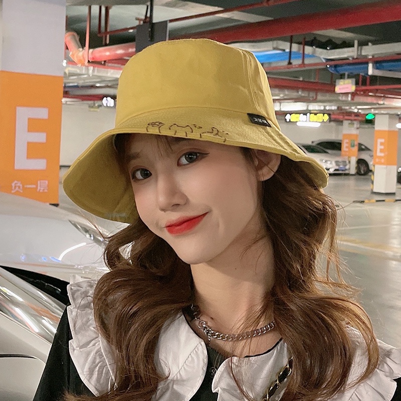 Nón Tai Bèo Chống Nắng Thoáng Khí Thêu Họa Tiết Mèo Dễ Thương Phong Cách Nhật Bản Cho Nữ