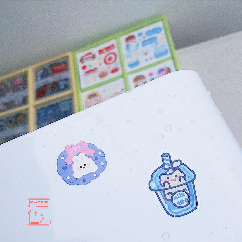 Bộ 100 tấm sticker Happy day dễ thương hình dán PET washi trang trí sổ