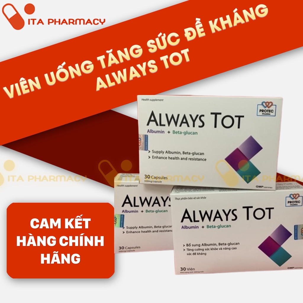 Viên Uống Tăng Sức Đề Kháng ALWAYS TOT Bổ sung Albumin và betaglucan cho cơ thể Hộp 30 viên