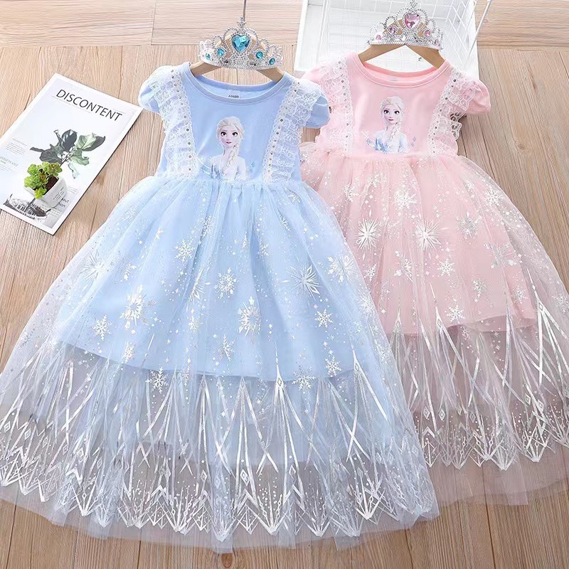 Váy cotton thun Elsa siêu xinh( kèm vương miệng)
